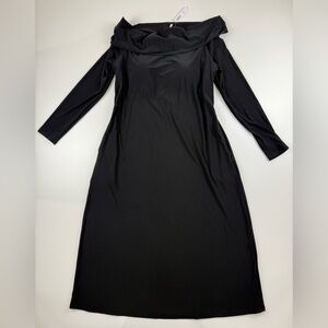 Soma Womens Matte Jersey Midi Bra Dress Off Shoulder Large Black Comfort Stretch